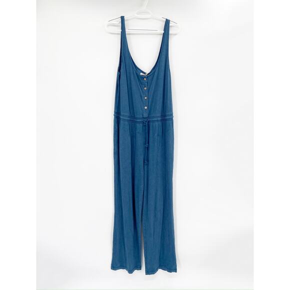 Faherty Terra Blue Organic Cotton Sleeveless Drawstring Jumpsuit Size L NWT - Picture 3 of 6
